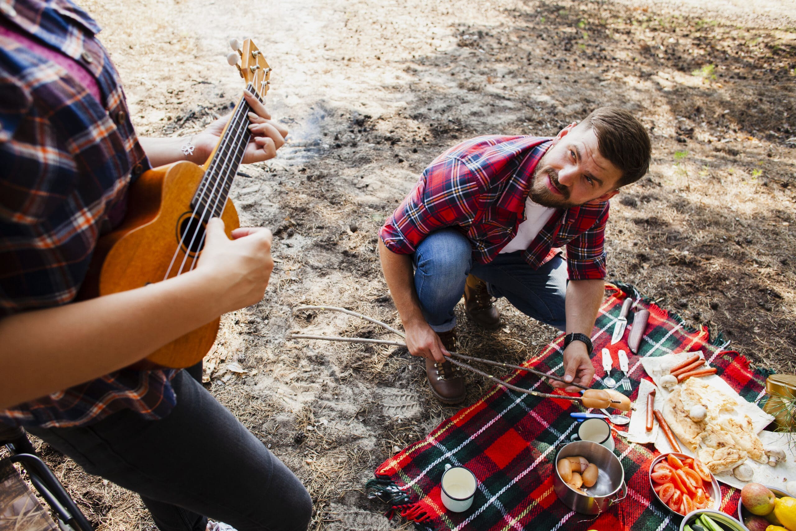 Cooking by campfire
