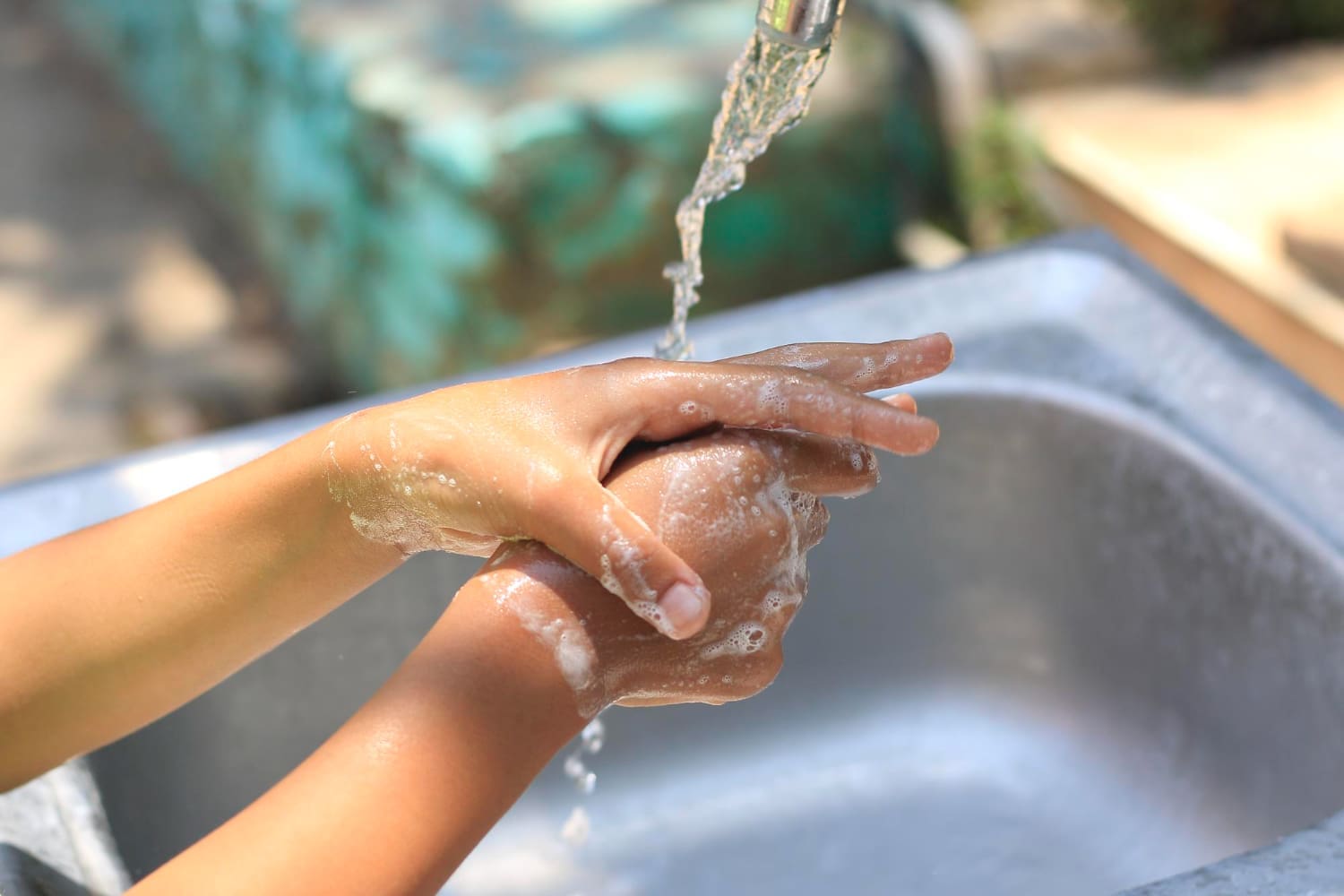 Washing Your hands while camping