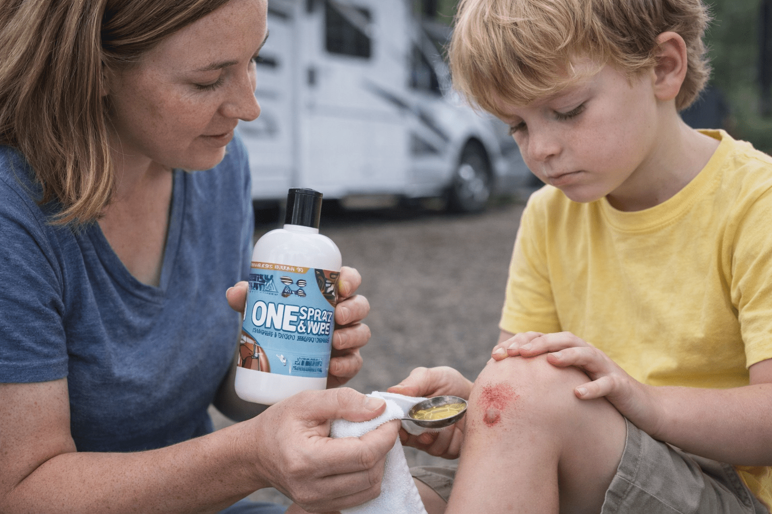 Cleaning a scraped knee Use as an emergency antiseptic