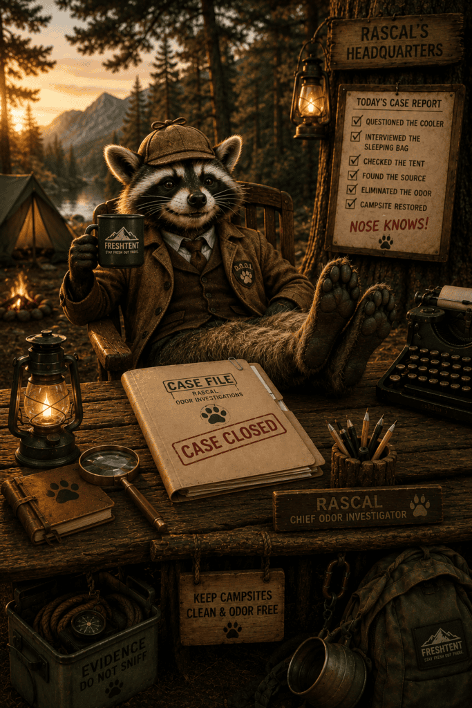 Case Closed! Detect Rascal Racoon solved why sleeping bags retain odors and gives two recommendations on how to remove the odor and how to maintain freshness.